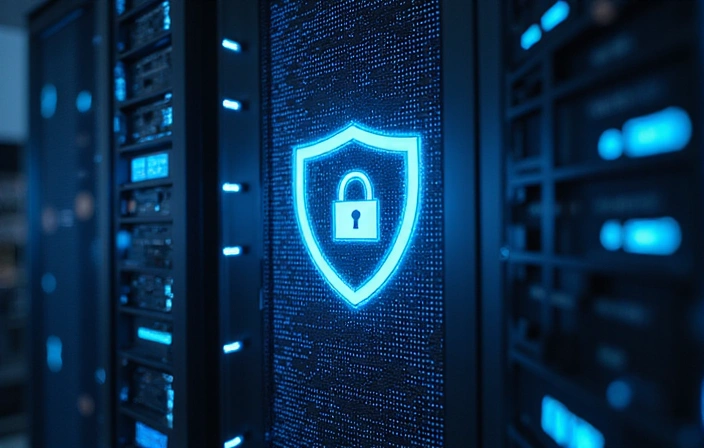 Centro de datos seguro con múltiples capas de protección digital