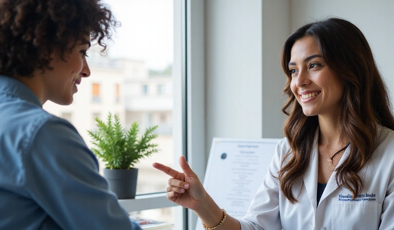 Doctora Ana García explicando un plan nutricional
